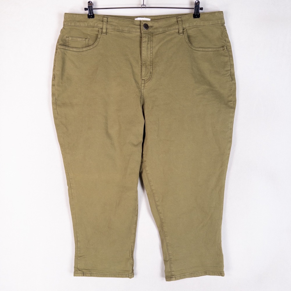 Lane Bryant Mid Rise Boyfriend Capri Jeans Plus Sz 20 Olive Green Stretch Casual